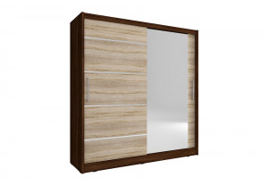 DULAP DORMITOR MAJA I ALU 200 STEJAR SONOMA + CIOCOLATIU DESIGN MODERN PSK