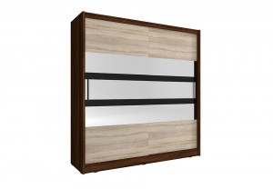 DULAP DORMITOR MAJA V 200 STEJAR SONOMA + CIOCOLATIU DESIGN MODERN PSK