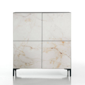 DULAP LIVING 125CM, KIM ALABASTRO, DIN PANOURI MELAMINATE, DESIGN MODERN - Img 3