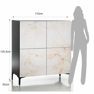 DULAP LIVING 125CM, KIM ALABASTRO, DIN PANOURI MELAMINATE, DESIGN MODERN - Img 5