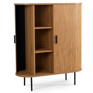 DULAP LIVING, ARTIM MEBLE, CU 2 USI GLISANTE, REALIZAT DIN MDF SI METAL, CULOARE STEJAR, STIL MODERN - Img 4