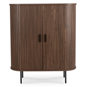 DULAP LIVING, ARTIM MEBLE, CU 2 USI GLISANTE, REALIZAT DIN MDF SI METAL, CULOARE NUC, STIL MODERN - Img 5