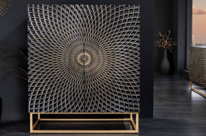 DULAP LIVING, ILLUSION 120CM, LEMN DE MANGO SI METAL, NEGRU/AURIU, ARTIM GROUP SELECTION - Img 7