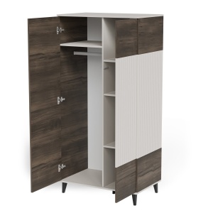 DULAP RANDOM 2 S-1, 182X90 CM, CASMIR/NUC/NEGRU, DIN MDF FURNIRUIT, POLIPROPILENA SI METAL, STIL MODERN - Img 4