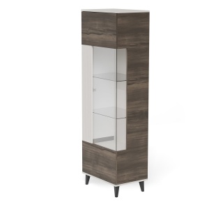 DULAP/VITRINA RANDOM 2 W-1, 182X60 CM, CASMIR/NUC/NEGRU, DIN MDF FURNIRUIT, STICLA, POLIPROPILENA SI METAL, STIL MODERN - Img 6