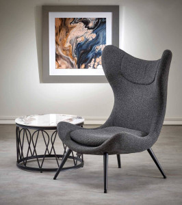 FOTOLIU ATLANTIS, GRI ANTRACIT/NEGRU, TAPITERIE DIN STOFA SI PICIOARE DIN METAL, STIL MODERN