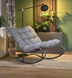 FOTOLIU BALANSOAR GATTO, GRI/NEGRU, TAPITERIE DIN STOFA SI PICIOARE DIN METAL, STIL MODERN