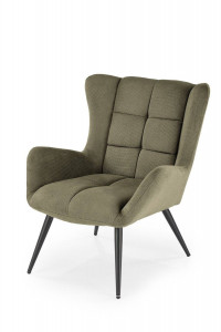 FOTOLIU BYRON, VERDE OLIVE/NEGRU, TAPITERIE DIN STOFA SI PICIOARE DIN METAL SI METAL, STIL MODERN