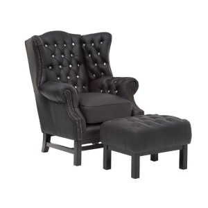 FOTOLIU CHESTERFIELD, DIN LEMN SI PIELE NATURALA, CULOARE NEAGRA, ARTIM SELECTION - Img 8