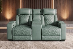 FOTOLIU CINEMA 2 LOCURI HOLLYWOOD, REGLABIL ELECTRIC, REALIZAT DIN PIELE ECO, CULOARE VERDE SALVIE, INVICTA INTERIOR - Img 6