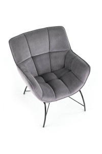 FOTOLIU CONFORTABIL BELTON, GRI/NEGRU, TAPITERIE DIN CATIFEA SI PICIOARE DIN METAL, STIL MODERN - Img 3