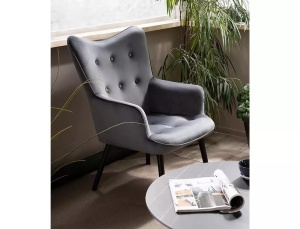 FOTOLIU CONFORTABIL CARMEN, GRI BLUVEL 14/NEGRU, TAPITERIE DIN CATIFEA SI PICIOARE DIN LEMN