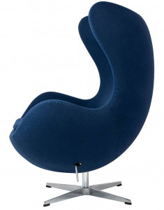FOTOLIU CONFORTABIL EGG CLASSIC, ALBASTRU INCHIS 26/CROM, DIN CASMIR SI METAL, STIL MODERN B2 - Img 2