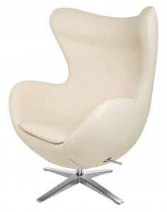 FOTOLIU CONFORTABIL EGG SZEROKI, BEJ/CROM, DIN PIELE ECOLOGICA SI METAL, STIL MODERN - Img 3