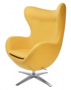 FOTOLIU CONFORTABIL EGG SZEROKI, GALBEN MUSTAR 13/CROM, DIN CASMIR SI METAL, STIL MODERN - Img 1