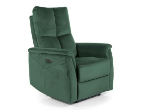 FOTOLIU CONFORTABIL NEPTUN M, VERDE BLUVEL 78, TAPITERIE DIN CATIFEA, CU FUNCTIE DE MASAJ, RABATARE SI PORT USB INCORPORAT