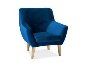 FOTOLIU CONFORTABIL NORDIC 1, ALBASTRU BLUVEL 86/FAG, TAPITERIE DIN CATIFEA SI PICIOARE DIN LEMN