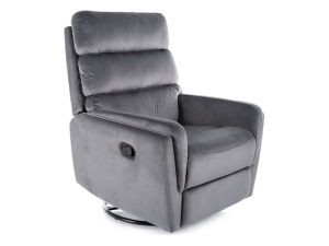 FOTOLIU CONFORTABIL RECLINER SI FUNCTIE DE PIVOTARE, ARGOS GRI, BLUVEL 14, TAPITERIE DIN CATIFEA, STIL MODERN
