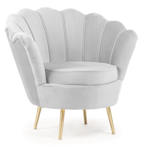 FOTOLIU CONFORTABIL SHELL, GRI/AURIU, TAPITERIE DIN CATIFEA SI PICIOR DIN METAL, STIL MODERN