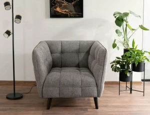 FOTOLIU CONFORTABIL STIL CASTELLO 1, GRI 18/WENGE, TAPITERIE DIN STOFA BREGO SI PICIOARE DIN LEMN