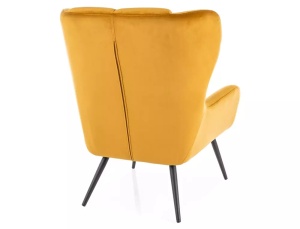 FOTOLIU CONFORTABIL STIL LOUIS VELVET, NEGRU/ GALBEN CURRY BLUVEL68, TAPITERIE DIN CATIFEA SI PICIOARE DIN METAL, STIL MODERN - Img 2