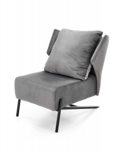 FOTOLIU CONFORTABIL VICTUS, GRI/NEGRU, TAPITERIE DIN CATIFEA SI PICIOARE DIN METAL, STIL MODERN, HALMAR - Img 6