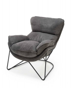 FOTOLIU CONFORTABIL VOLKER, GRI/NEGRU, TAPITERIE DIN STOFA SI PICIOARE DIN METAL, STIL MODERN - Img 2