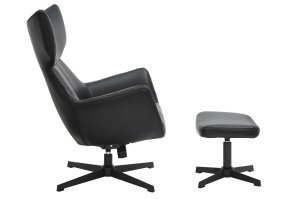FOTOLIU CU TABURET, CLOUD ROTATIV 360 GRADE, PIELE ECO NEAGRA SI CADRUL METALIC, ARTIM GROUP SELECTION - Img 7