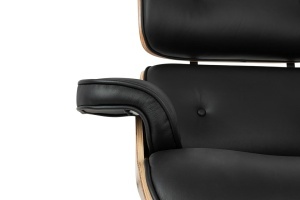 FOTOLIU DE RELAXARE DE LUX, ARTIM LOUNGE HM, REALIZAT PIELE NATURALA ITALIANA SI LEMN, CULOARE NEGRU/FRASIN, STIL EAMES - Img 7