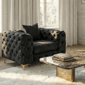 FOTOLIU DEOSEBIT, ARTIM MEBLE, MATERIAL TEXTIL( CATIFEA) SI SUPORT METALIC, CULOARE NEAGRA/AURIU, STIL MODERN