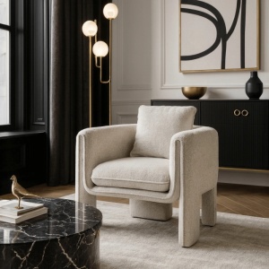 FOTOLIU DEOSEBIT, ARTIM MEBLE, REALIZAT DIN MATERIAL BOUCLE GRI SI METAL, STIL MODERN