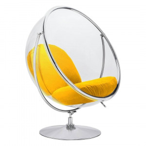 FOTOLIU EXCLUSIVIST BUBBLE STAND 2, GALBEN/TRANSPARENT/CROM, DIN ACRIL SI CASMIR, STIL MODERN - Img 1