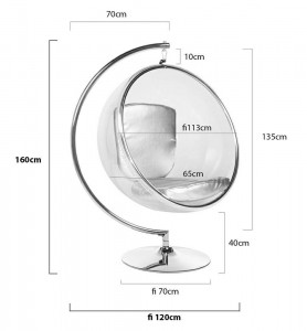 FOTOLIU EXCLUSIVIST BUBBLE STAND, GRI INCHIS/TRANSPARENT/CROM, DIN ACRIL SI CASMIR, STIL MODERN - Img 5