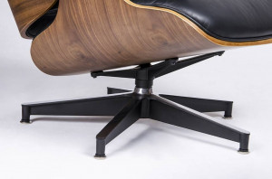 FOTOLIU EXCLUSIVIST CU TABURET, LOUNGE HM PREMIUM SZEROKI, NEGRU/NUC, PIELE NATURALA SI LEMN DE NUC, STIL MODERN - Img 4