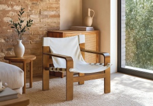 FOTOLIU LIVING DE RELAXARE SALOR 76CM, REALIZAT DIN LEMN SI TEXTIL, CULOARE ALB/NATUR, GINER Y COLOMER