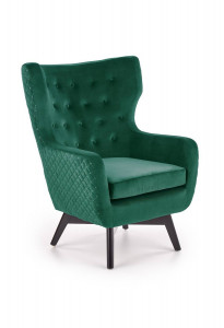 FOTOLIU MARVEL, VERDE INCHIS/NEGRU, TAPITERIE DIN STOFA FINA SI PICIOARE DIN LEMN MASIV, STIL CLASIC