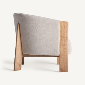 FOTOLIU NARA 34874, BEJ SI NATURAL, CONFECTIONAT DIN LEMN DE STEJAR SI TEXTIL, STIL MODERN - Img 2