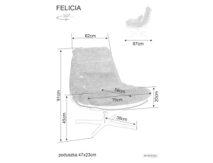 FOTOLIU PIVOTANT FELICIA, GRI INCHIS 18/NEGRU, TAPITERIE DIN STOFA RAVEN, PIELE ECO SI PICIOARE DIN METAL, STIL MODERN - Img 5