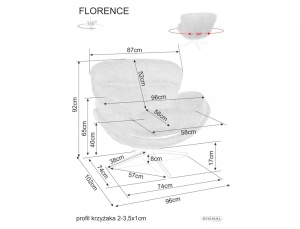 FOTOLIU PIVOTANT FLORENCE, GRI 07/NEGRU, TAPITERIE DIN STOFA BREGO SI CADRU DIN METAL, STIL MODERN - Img 4