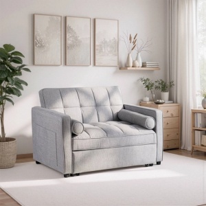 FOTOLIU RABATABIL, ARTIM MEBLE, CU SPATIU DE SOMN, REALIZAT DIN TEXTIL GRI, STIL MODERN - Img 2
