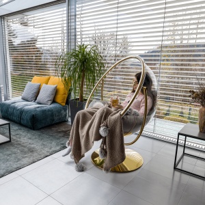 FOTOLIU RELAXARE CU PICIOR, TIP 2, ACRIL, TEXTIL SI METAL, TRANSP/AURIU/GRI, ARTIM GROUP COLLECTION - Img 8