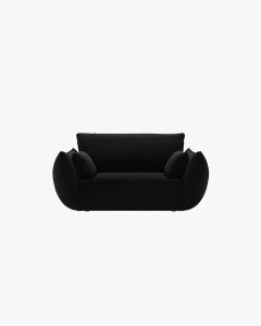 FOTOLIU SPATIOS SI CONFORTABIL KAELLE, 128X110 CM, NEGRU, CU TAPITERIE DIN TEXTIL CATIFEA BLUVEL, MICADONI