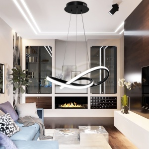Lampă suspendată de tavan LED modern + telecomandă APP391-CP Negru - Img 4
