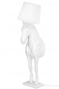 LAMPADAR KON HORSE STAND M, ALB, DIN FIBRA DE STICLA, MARMURA SI TEXTIL, STIL MODERN - Img 3