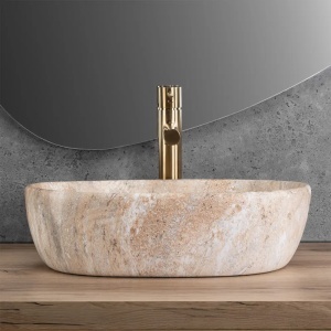 LAVOAR OVAL PE BLAT AMELIA SAVANA MATT 48 CM, DIN CERAMICA, CALITATE SUPERIOARA, REA - Img 3