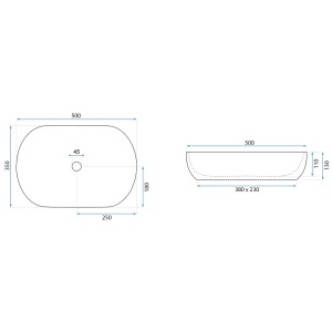 LAVOAR PE BLAT CLEO 50CM REA, MATERIAL CERAMICA, DE CULOARE ALB - Img 2