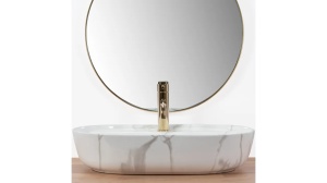 LAVOAR REA AURA, MARMO SHINY, 61 CM, EFECT DE MARMURA ALBA, DIN CERAMICA, CALITATE SUPERIOARA - Img 3