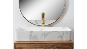 LAVOAR REA DENIS, SHINY MARMO, EFECT DE MARMURA ALBA, 61,5 CM, DIN CERAMICA, CALITATE SUPERIOARA - Img 4