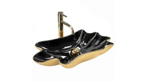 LAVOAR REA SEA+DOP CLICK-CLACK, NEGRU/AURIU, 63 CM, DIN CERAMICA, CALITATE SUPERIOARA - Img 5