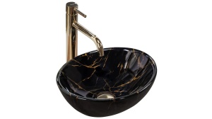 LAVOAR REA SOFIA MINI, EFECT DE MARMURA NEAGRA, 35 CM, DIN CERAMICA, CALITATE SUPERIOARA - Img 5